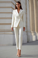 Load image into Gallery viewer, 2 Piece Ivory Tight Leg Business Suits with Sleeves