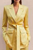 Load image into Gallery viewer, 2 Piece Daffodil Long Sleeves Satin Business Suits with Sash