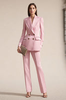 Load image into Gallery viewer, 2 Piece Pink Peak Lapel Satin Business Suits with Sleeves