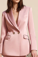 Load image into Gallery viewer, Pink 2 Piece Peak Lapel Satin Long Sleeves Business Suits