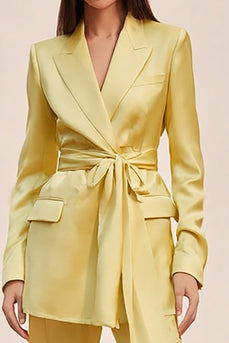 Daffodil 2 Piece Satin Peak Lapel Business Suits with Sash