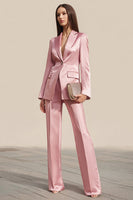 Load image into Gallery viewer, 2 Piece Dusty Rose Business Suits with Sleeves Satin One Button Peak Lapel Prom Suits
