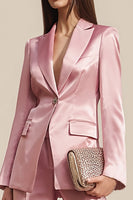 Load image into Gallery viewer, 2 Piece Dusty Rose One Button Satin Long Sleeves Business Suits