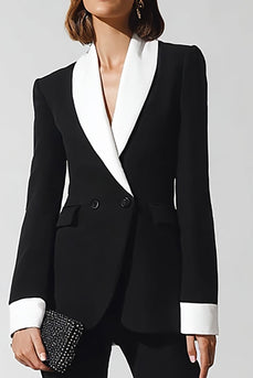 2 Piece Black Shawl Lapel Flare Leg Business Suits with Sleeves