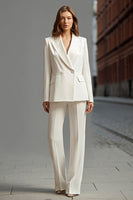 Load image into Gallery viewer, 2 Piece Ivory Double Breasted Peak Lapel Business Suits with Sleeves
