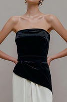 Load image into Gallery viewer, Black and White Velvet Sheath Patchwork Long Holiday Party Dress