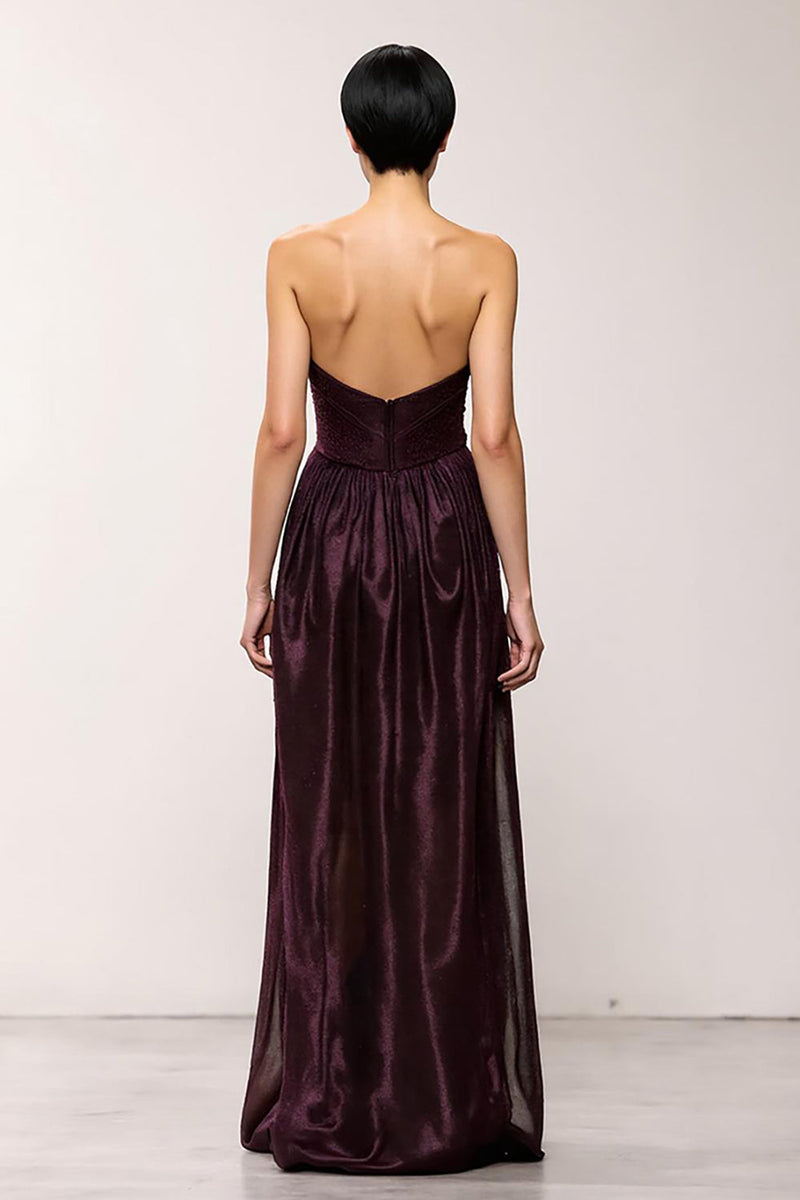 Load image into Gallery viewer, Simple Coffee Sheath Strapless Long Evening Dress