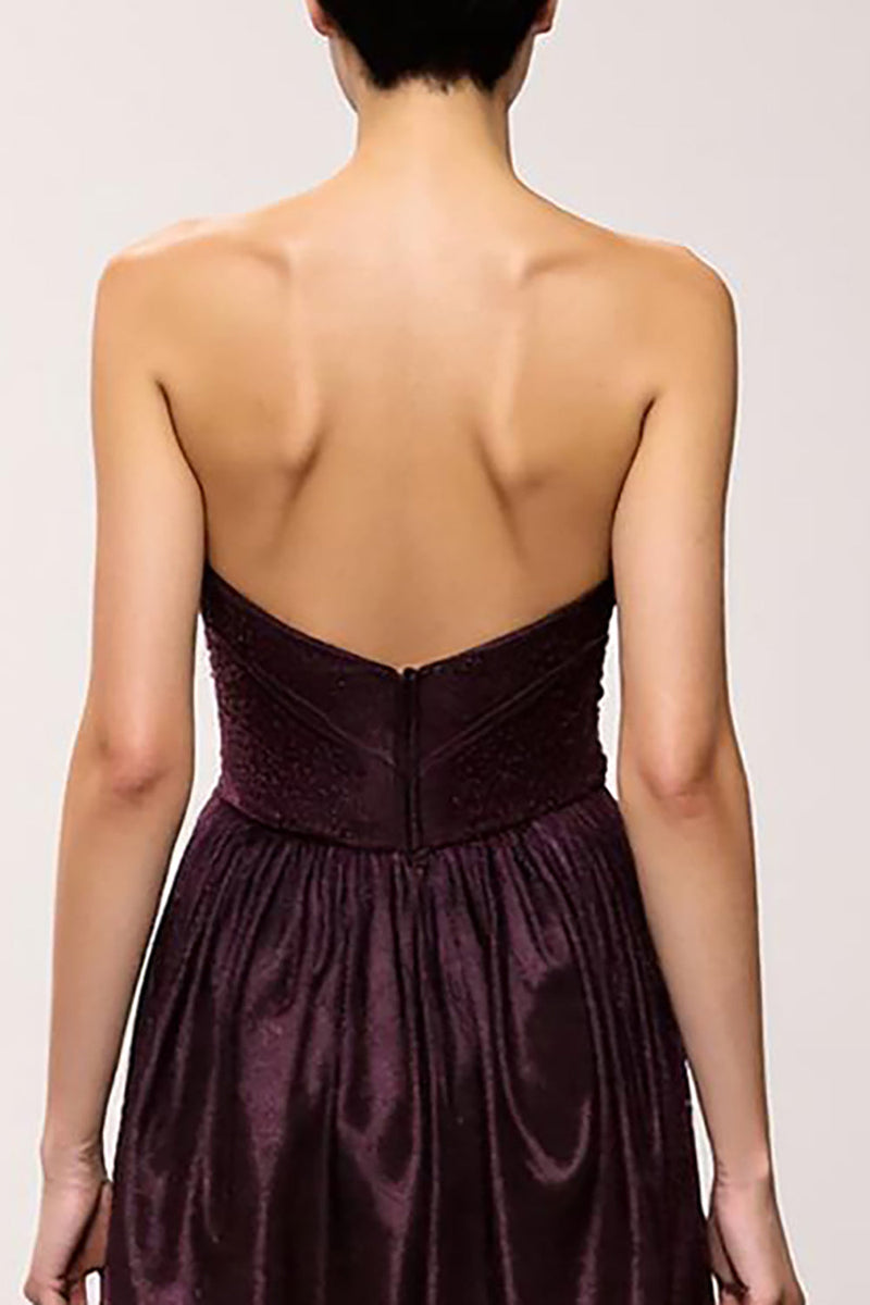 Load image into Gallery viewer, Simple Coffee Sheath Strapless Long Evening Dress