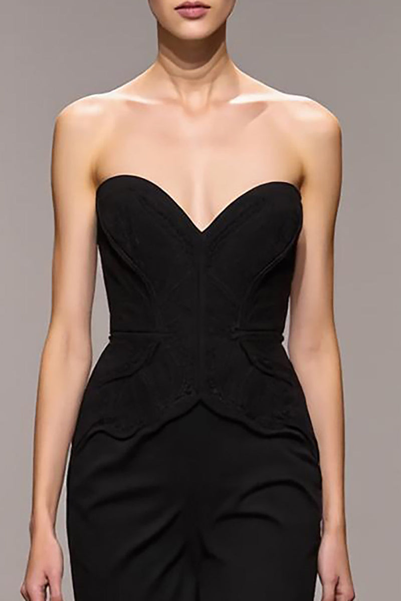 Load image into Gallery viewer, Black Mermaid Sweetheart Maxi Evening Dress with Slit