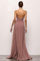 Load image into Gallery viewer, Blush Strapless Ruched Backless Long Evening Dress with Slit