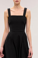 Load image into Gallery viewer, Simple Black A Line Square Neck Long Evening Dress