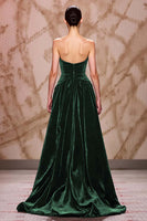 Load image into Gallery viewer, Dark Red Sweetheart Velvet Long Evening Dress with Slit