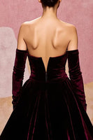 Load image into Gallery viewer, Dark Red Sweetheart Velvet A Line Long Evening Dress