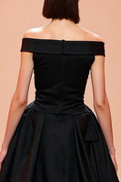 Load image into Gallery viewer, Black Off the Shoulder Corset Long Evening Dress with Slit
