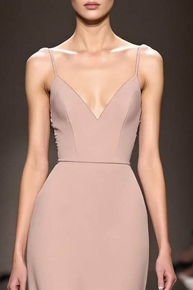 Load image into Gallery viewer, Simple Champagne Mermaid Satin Backless Long Evening Dress