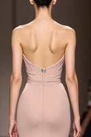 Load image into Gallery viewer, Simple Champagne Strapless Mermaid Backless Long Evening Dress