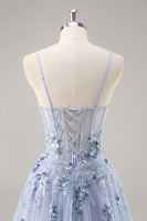 Load image into Gallery viewer, Sparkly Navy Corset Long Sweetheart Prom Dress with Appliques