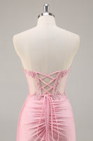 Load image into Gallery viewer, Pink Bodycon Corset Short Homecoming Dress with Lace