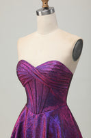 Load image into Gallery viewer, Metallic Dark Purple Sweetheart Short Corset Homecoming Dress
