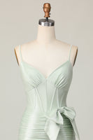 Load image into Gallery viewer, Sage Spaghetti Straps Short Corset Homecoming Dress with Bow