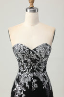 Load image into Gallery viewer, Sparkly Black Silver Sweetheart Tight Sequins Short Homecoming Dress