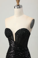 Load image into Gallery viewer, Sparkly Black Sweetheart Tight Short Homecoming Dress with Sequins