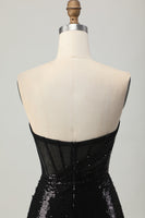 Load image into Gallery viewer, Sparkly Black Sweetheart Tight Short Homecoming Dress with Sequins