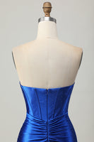 Load image into Gallery viewer, Sparkly Royal Blue Tight Corset Short Homecoming Dress with Beading