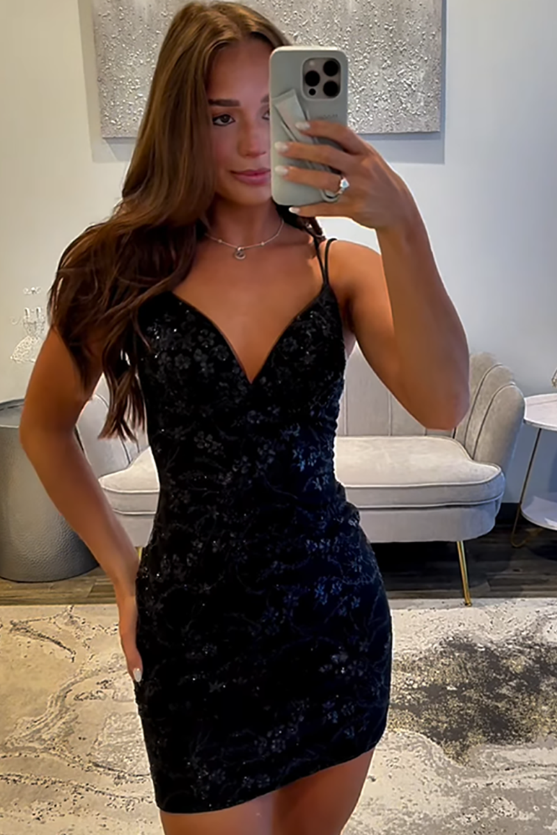 Load image into Gallery viewer, Sparkly Light Blue Jacquard Beaded Tight Short Homecoming Dress