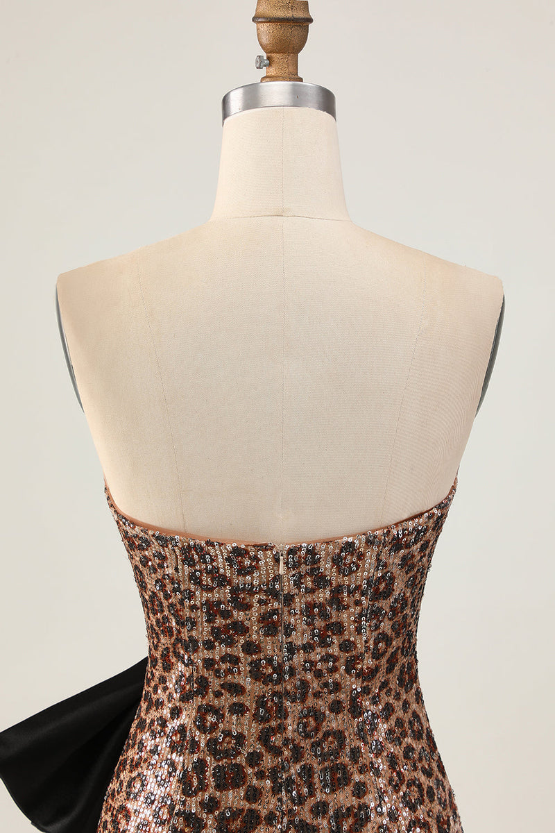 Load image into Gallery viewer, Sparkly Brown Leopard Tight Sequins Short Homecoming Dress