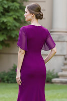 Load image into Gallery viewer, Black Sheath Ruched Round Neck Maxi Mother of the Bride Dress