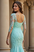 Load image into Gallery viewer, Mermaid Light Green Chiffon Corset Long Prom Dress with Lace