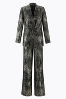 Load image into Gallery viewer, 2 Piece Black and Gold Peak Lapel Women Prom Suits with Sleeves