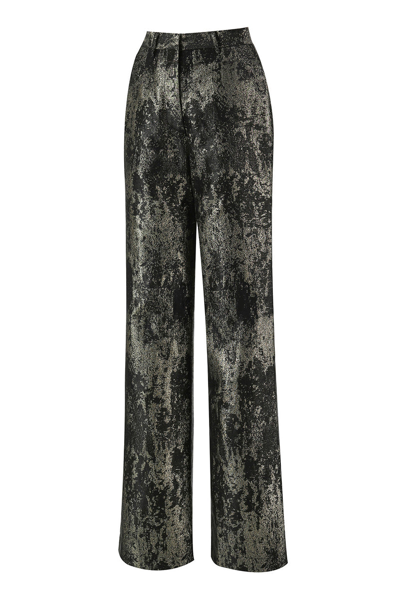 Load image into Gallery viewer, 2 Piece Black and Gold Peak Lapel Women Prom Suits with Sleeves