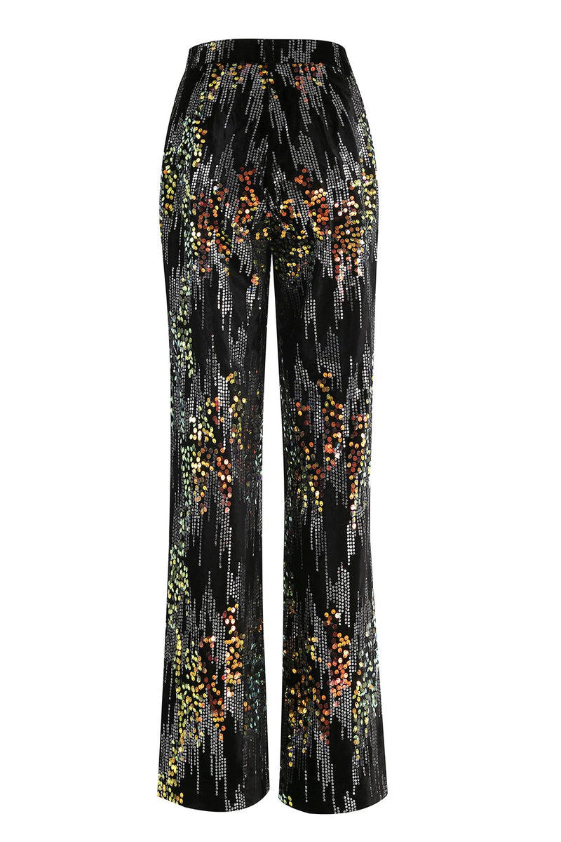 Load image into Gallery viewer, Sparkly Black Peak Lapel 2 Piece Sequin Women Prom Suits