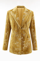 Load image into Gallery viewer, Sparkly Yellow 2 Piece Jacquard Peak Lapel One Button Women Prom Homecoming Suits