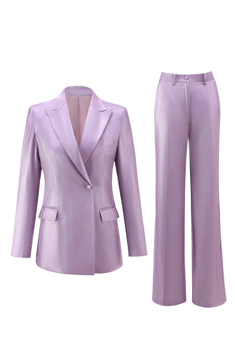 Load image into Gallery viewer, Wisteria 2 Piece Satin Peak Lapel One Button Women Prom Suits