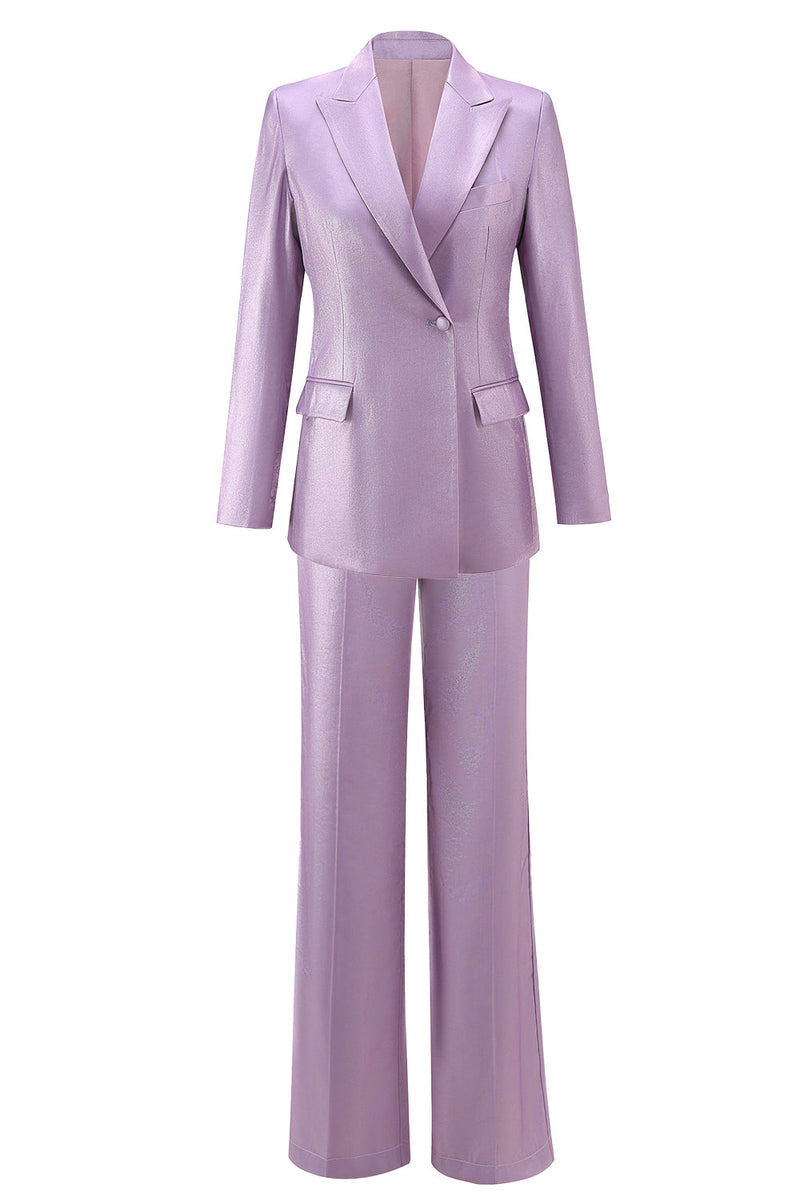 Load image into Gallery viewer, Wisteria 2 Piece Satin Peak Lapel One Button Women Prom Suits