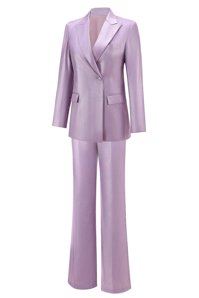 Load image into Gallery viewer, Wisteria 2 Piece Satin Peak Lapel One Button Women Prom Suits