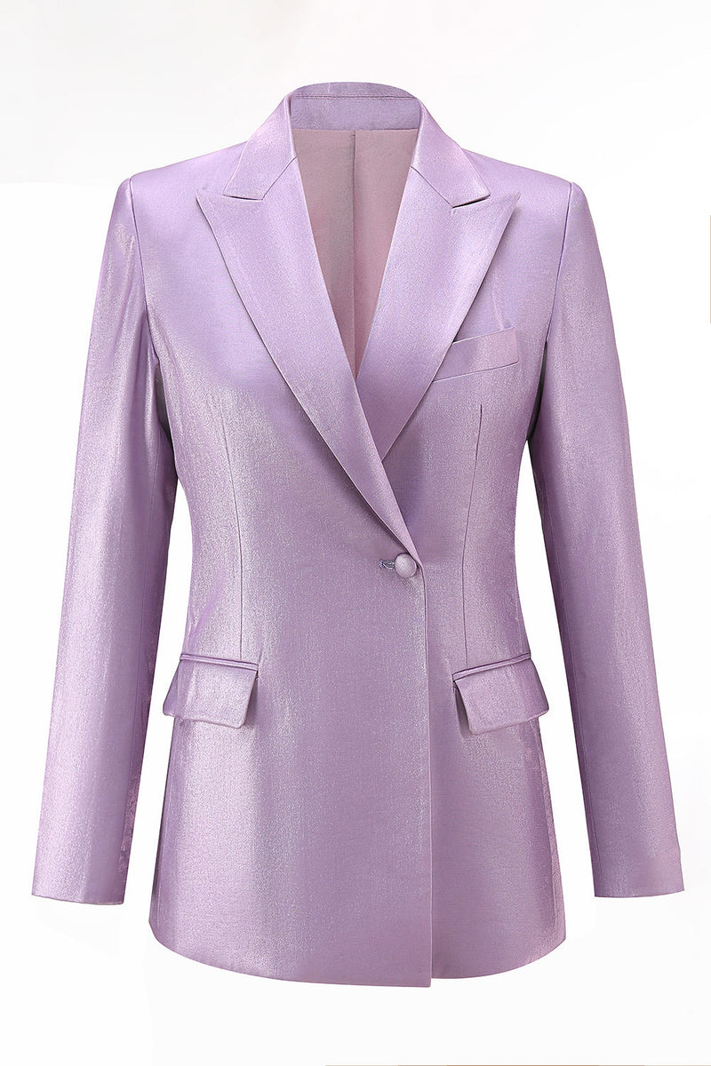 Load image into Gallery viewer, Wisteria 2 Piece Satin Peak Lapel One Button Women Prom Suits