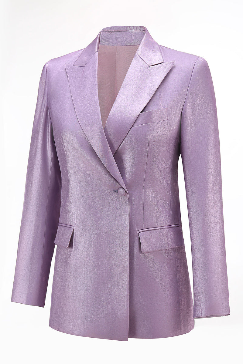 Load image into Gallery viewer, Wisteria 2 Piece Satin Peak Lapel One Button Women Prom Suits