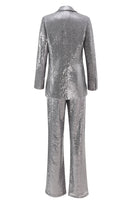 Load image into Gallery viewer, Sparkly Silver Sequin Notched Lapel 2 Piece Women Prom Suits