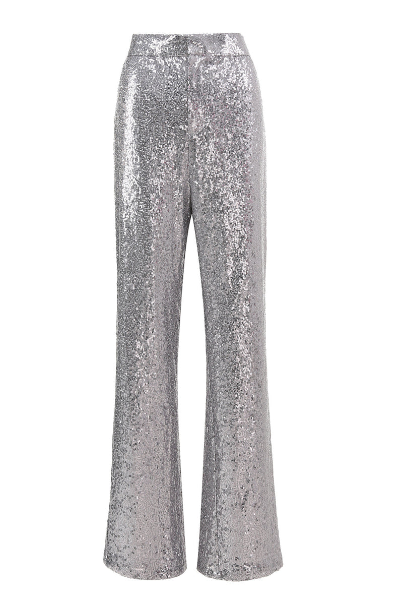 Load image into Gallery viewer, Sparkly Silver Sequin Notched Lapel 2 Piece Women Prom Suits