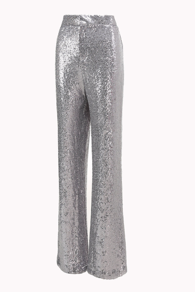 Load image into Gallery viewer, Sparkly Silver Sequin Notched Lapel 2 Piece Women Prom Suits
