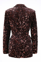 Load image into Gallery viewer, 2 Piece Sparkly Coffee Peak Lapel Sequin Women Prom Suits with Sash