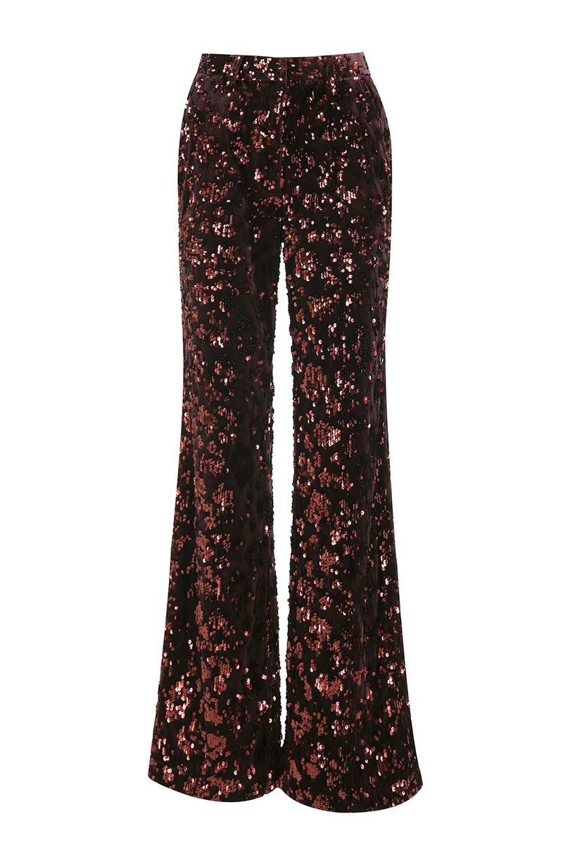 Load image into Gallery viewer, 2 Piece Sparkly Coffee Peak Lapel Sequin Women Prom Suits with Sash