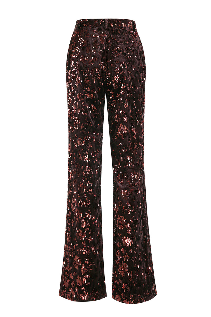 Load image into Gallery viewer, 2 Piece Sparkly Coffee Peak Lapel Sequin Women Prom Suits with Sash