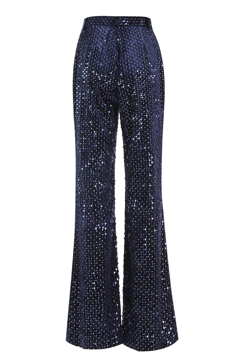 Load image into Gallery viewer, 2 Piece Sparkly Navy Sequin Peak Lapel Women Prom Suits