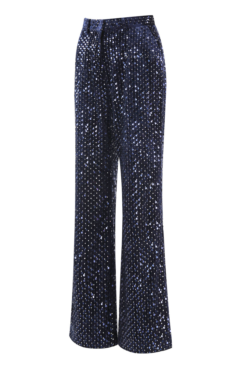 Load image into Gallery viewer, 2 Piece Sparkly Navy Sequin Peak Lapel Women Prom Suits