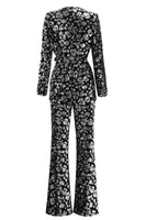 Load image into Gallery viewer, Sparkly Black Sequin 2 Piece Women Prom Suits with Sash